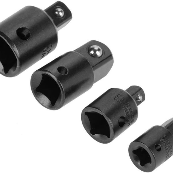 4-delt krom-vanadium adapter-sæt - 1/4\", 3/8\", 1/2\" KLB