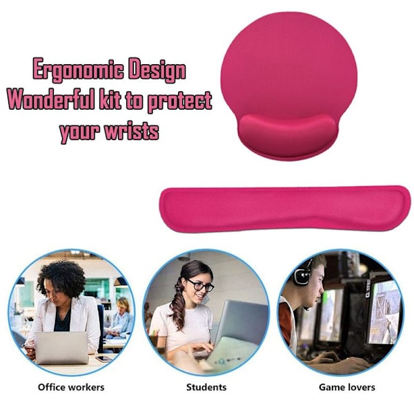 Musmatta med handledsstöd, minneskumtangentbordsunderlägg, Easy Rose Pink