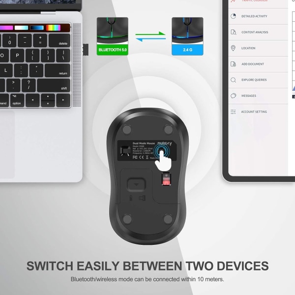 Bluetooth-mus, 2,4 G Bluetooth-trådløs mus Dual