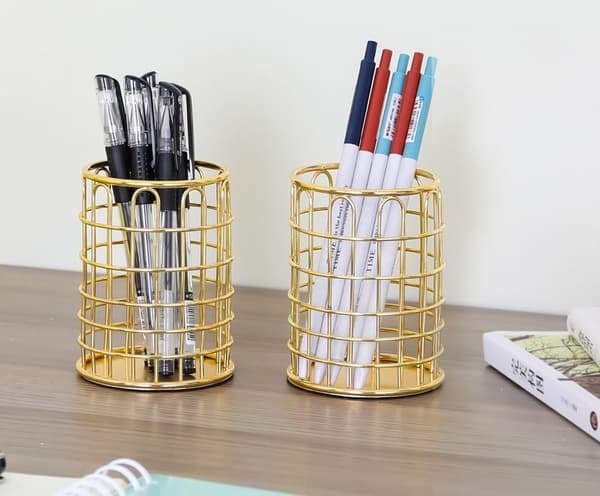Penholder, Makeup Brush Organizer - 2 Pak, Kontortråd, Guld
