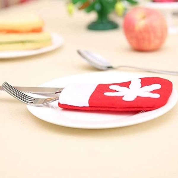 Pakke med 12 juleborddekorasjon middagsdekorative sokker, mini julekuler / KLB