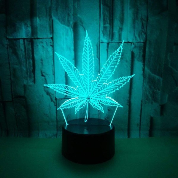3D blad design LED nattlampa touch switch USB-port 7 KLB