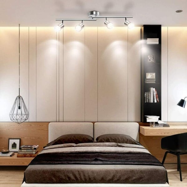 LED-taklampe 4 flekker justerbar, takbelysning 4xGU10 LED-spotlights justerbar