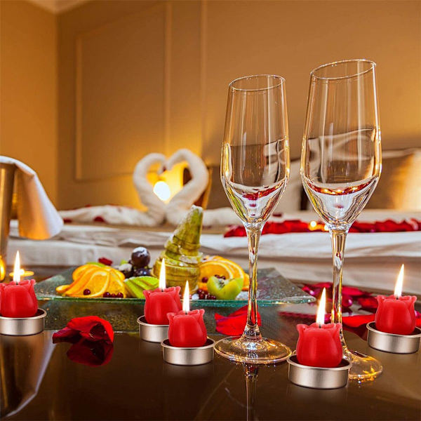 12 stk. Rose telys med håndlaget delikate blomsterlys fra KLB
