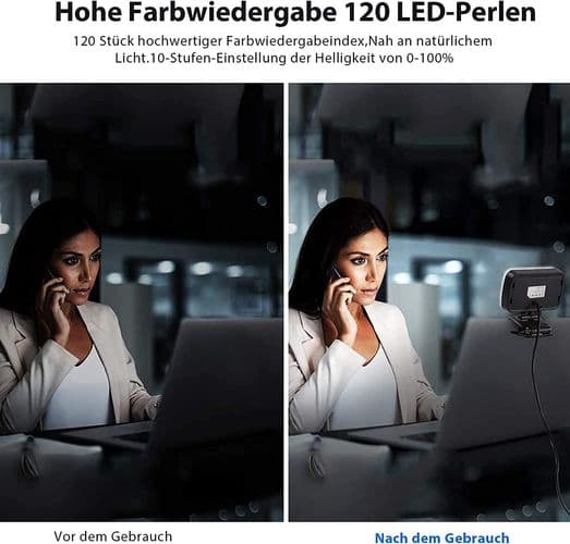 Videokonferansebelysningssett, klipslampe for laptop/datamaskin med 10