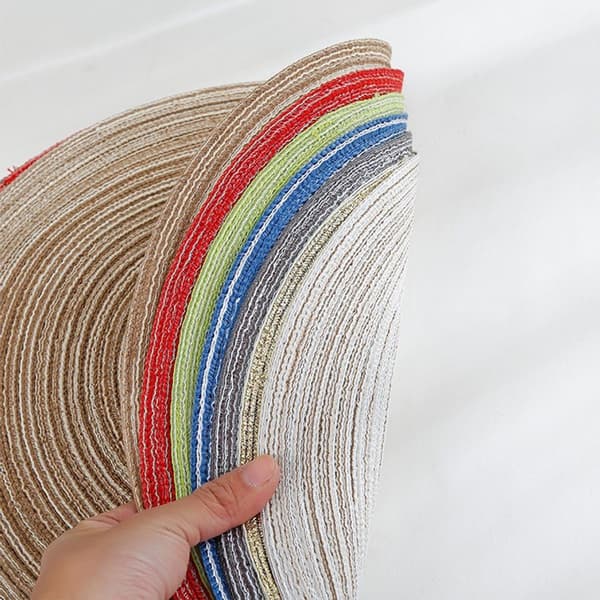 Runde plassmatter, Farmhouse Boho plassmatter, Stoff plassmatte, Rustikk brun