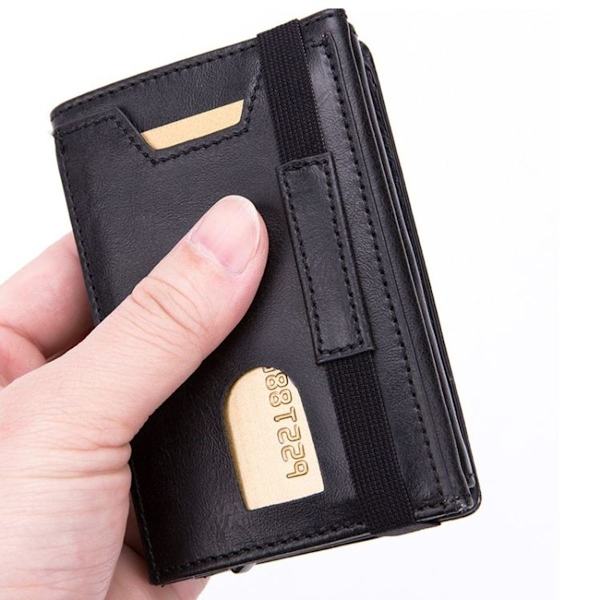 Tyverisikret RFID-kortlomme i aluminiumslegering (Krokodille-mønster sort)