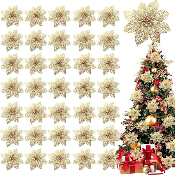 36 stk. Glitter julestjerne hvit KLB