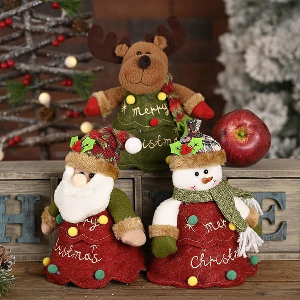 3 st juläppelpåsar presentpåsar trädformade plysch KLB