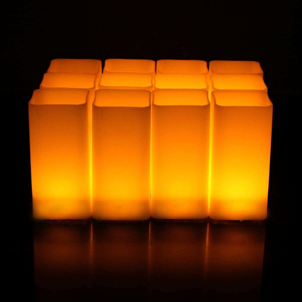 12 Fladdrande flamlösa LED-ljus - Varm vit - Jul Halloween-dekorationer (L)