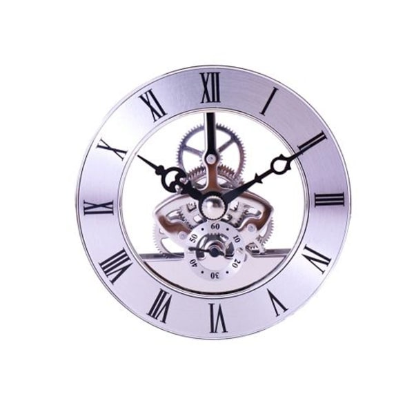 Genomskinlig metallklockrörelse väggklocka DIY klocktillbehör 86mm silver klar