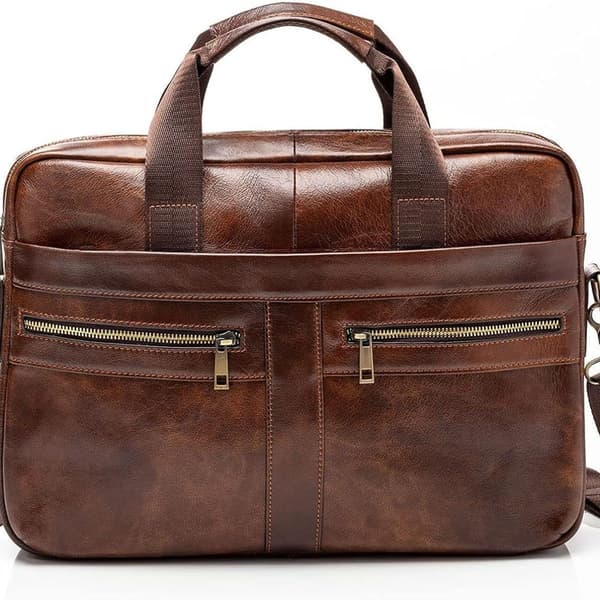 Herre skinnmappe - brun laptopveske