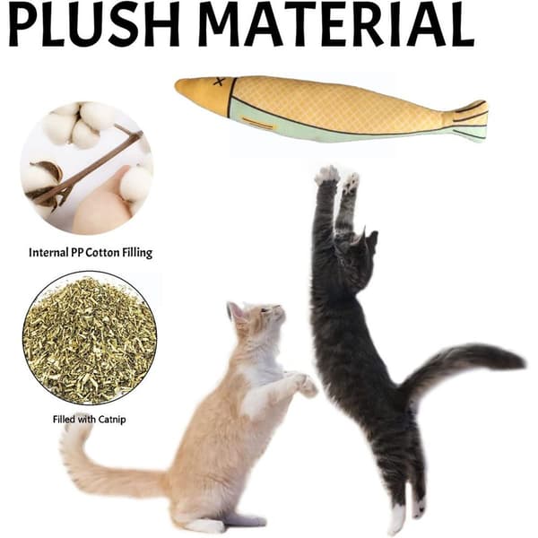 2 stk. kattelegetøj med catnip - søde fisk - bløde kattelegetøj - gule KLB