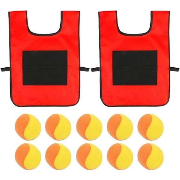 Klibbigt bollvästset, 2 stycken klibbiga bollvästar, dodgeball-spelset, med 10 stycken