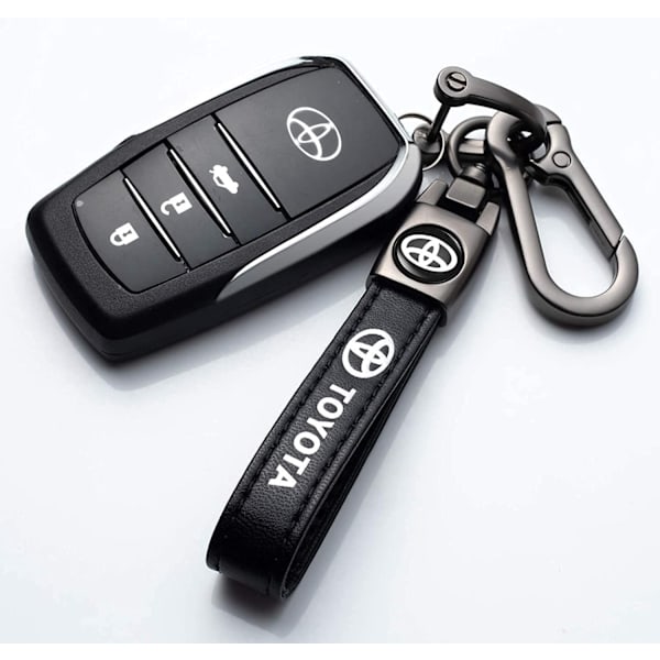 Nahkainen auton avaimenperä auton avaimenperä logolla, lisävaruste/vaihto auton avaimenperälle, yhteensopiva Toyota Corolla Avalon Camry, musta