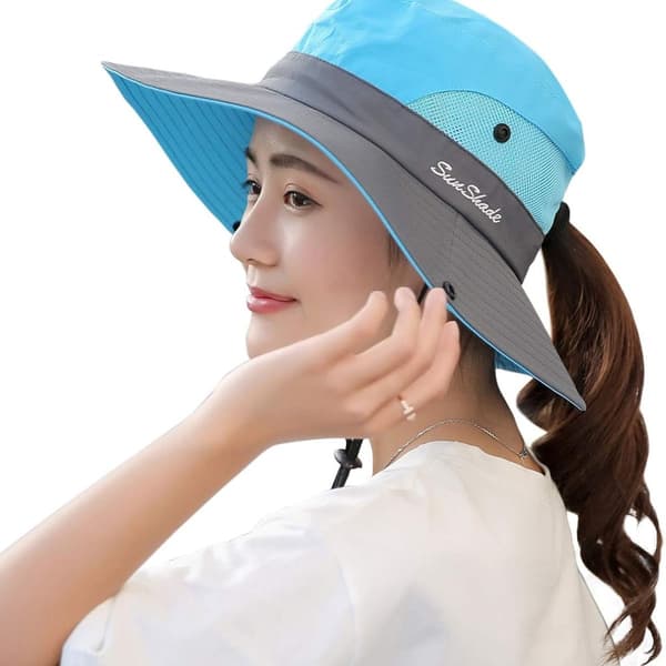 Dame Hestehale Solhatt UV-beskyttelse Foldbar Mesh Bredbrem Solhatt KLB