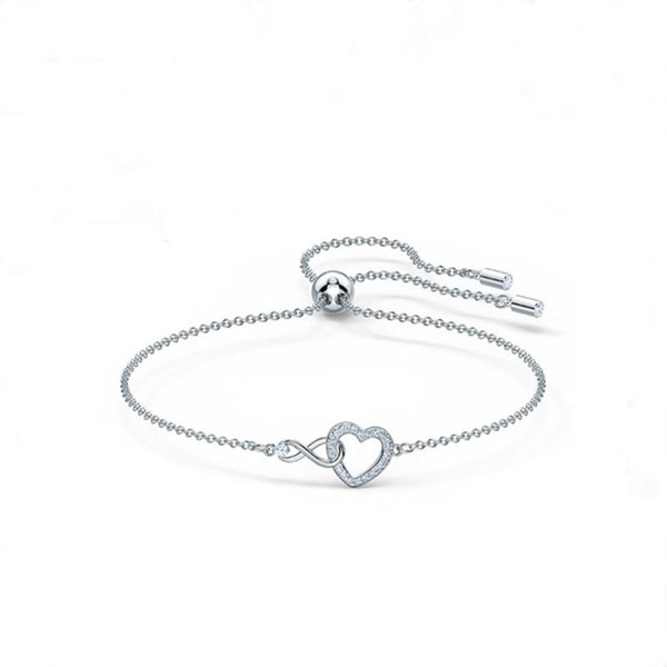 Klassiskt silverarmband, armband med hjärtats oändlighetssymbol