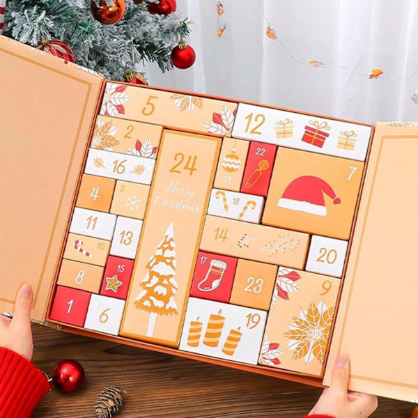 Universal DIY-julkalenderlåda, Julkalender, Tom Julkalender, Guld