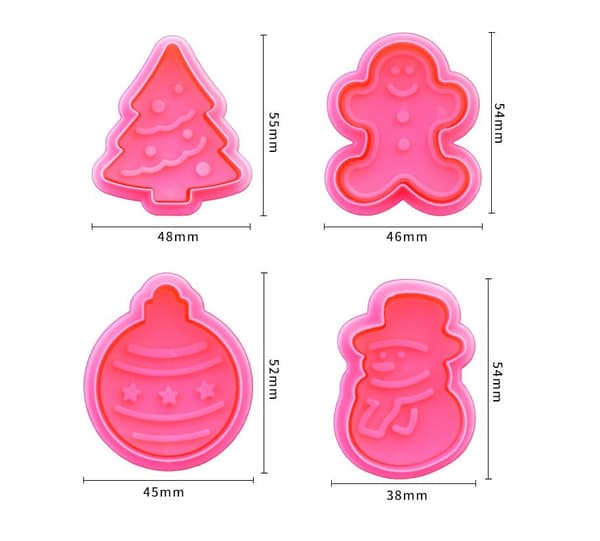 4 stk. kagedekoration bagekageform 3D snemand kageform til peberkager hjemmelavede julekager