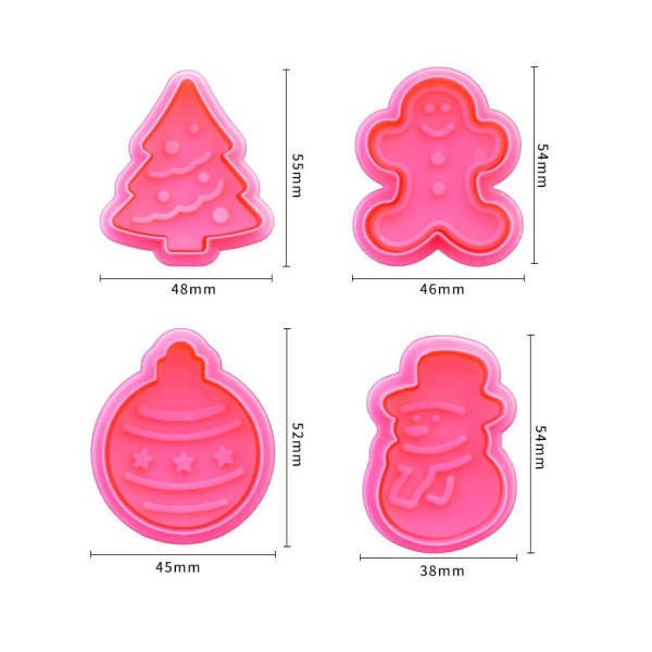 4 stk. Kakedekorasjonsbakende kakeform 3D Snømann Biscuit Baking Pepperkakeform Hjemmelaget julekaker