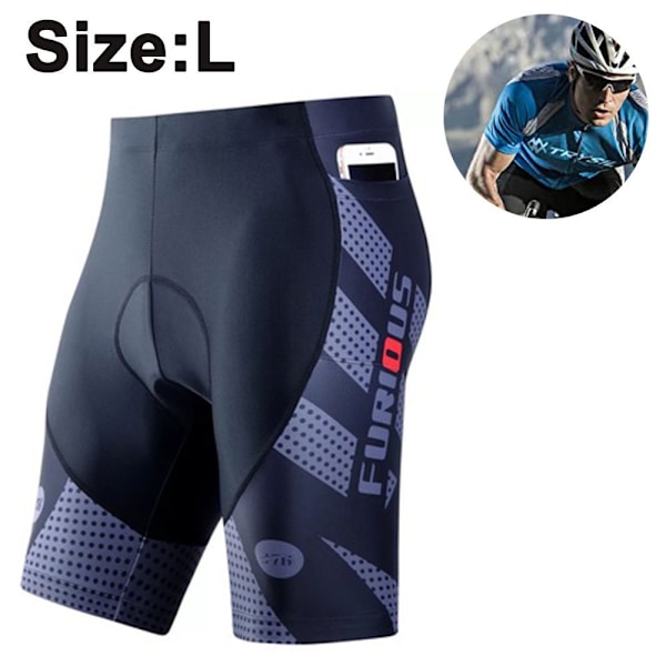 Sykkelshorts for menn med 3D-setepolstring, hurtigtørkende, grå, størrelse L