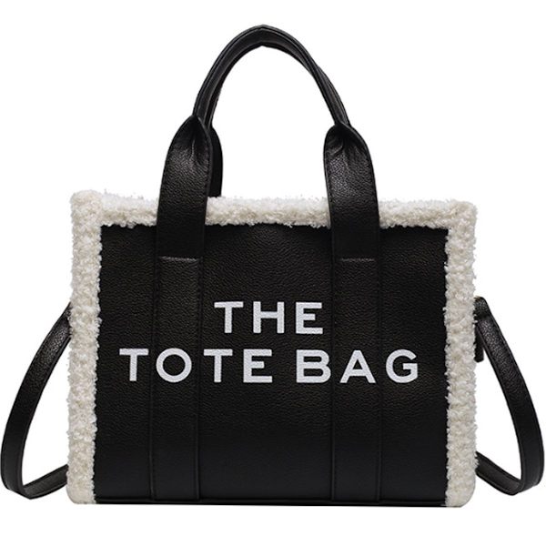 Tote bag for kvinner, PU skinn tote bag med svart KLB