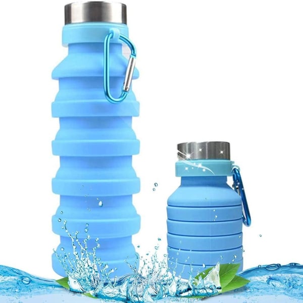Vikbara vattenflaskor, 550ML vikbar läckagesäker sportflaska, BPA-fri