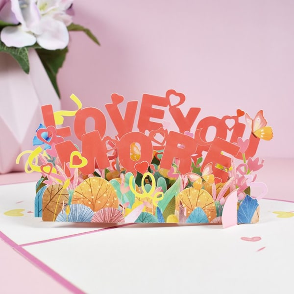 3D pop-up bryllupskort 15*20 cm, jubileumskort med konvolutt, romantisk pop-up invitasjonskort for Valentinsdagen, Gave-