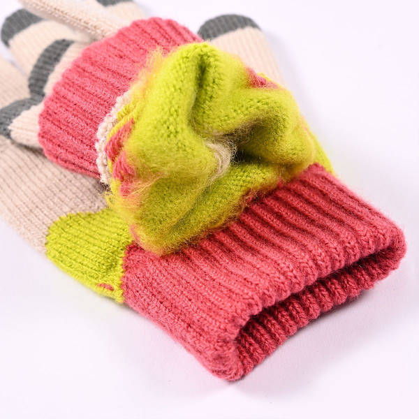 Dam vinter touchscreen ull magiska handskar varma stickade fleece beige KLB