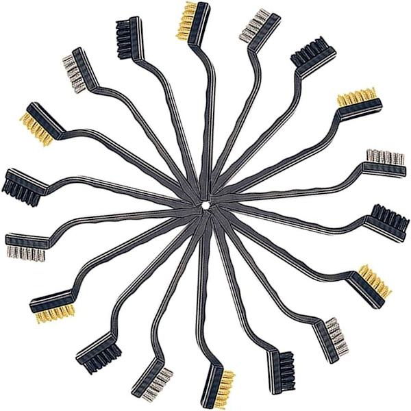 18-delt mini stålbørstesæt (rustfrit stål + messing + nylon), KLB