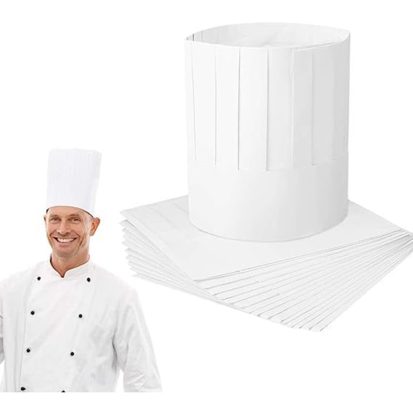 20 stk engangs kokkhatt papir kokk kokkhatt Justerbar hvit toque for matlaging Kjøkken Restaurant Bistro Bar Justerbar størrelse