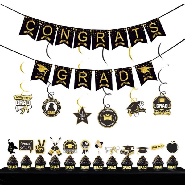 Grattis Examen Banner Set, Examen Fest Dekorationer 2023,