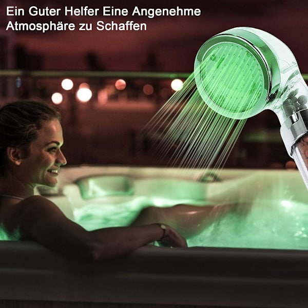 LED-duschhuvud, LED-duschhuvud med färgväxling, ingen strömförsörjning,