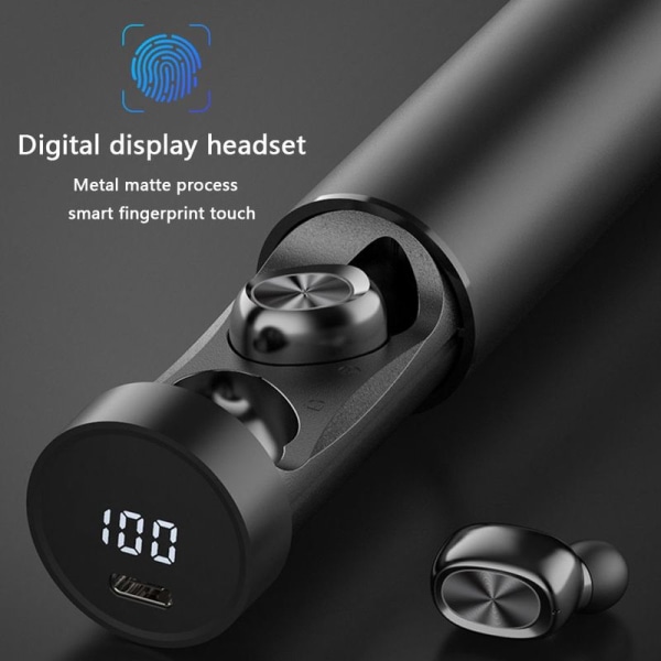 Bluetooth trådløst sport-headset med LED-display Schwarz