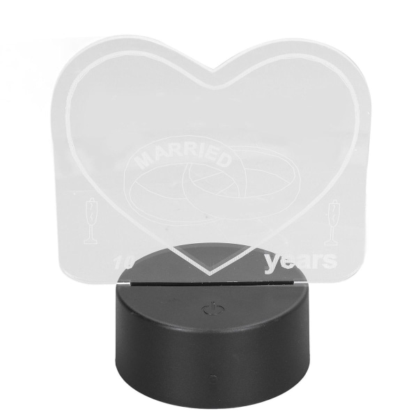 Romantisk hjerteform 3D lys 7 farger berøringsbryter USB KLB