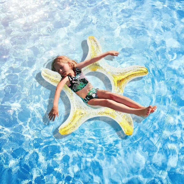 Oppblåsbar svømmering, skinnende oppblåsbar bøye, rund bøye, glitrende svømmering