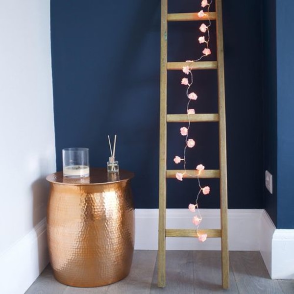 1x 20 LED rosféer med varmt vitt ljus, batteridrivna, rosa