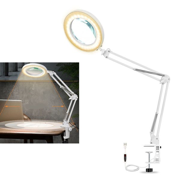 Förstorande LED-skrivbordslampa, 5x förstoring, dimbar KLB