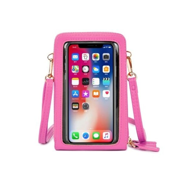 SJ617 monitoiminen kosketusnäytöllinen matkapuhelinlaukku Olkalaukku (ruusunpunainen)