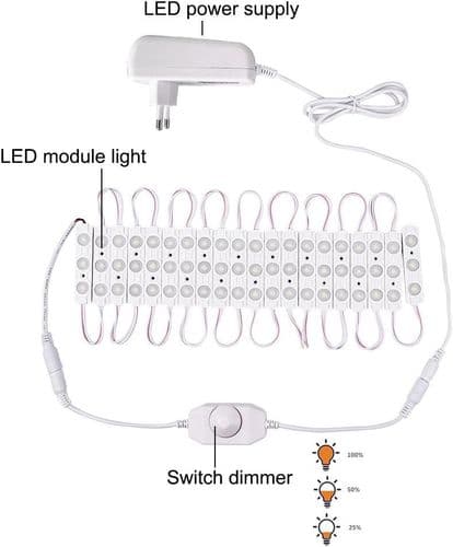 LED-spejlbelysning, dæmpbar spejlbelysning med 60 LED'er, 10FT længde