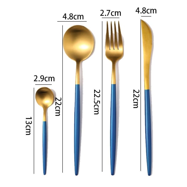 Stylish contrast: matt cutlery set with blue gold accents for special KLB