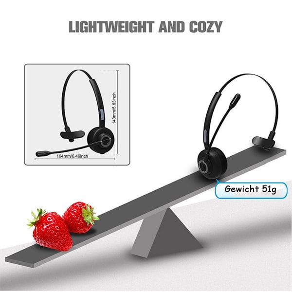 Bluetooth-headset med mikrofon og USB-dongle, mono PC-headset-hodetelefoner