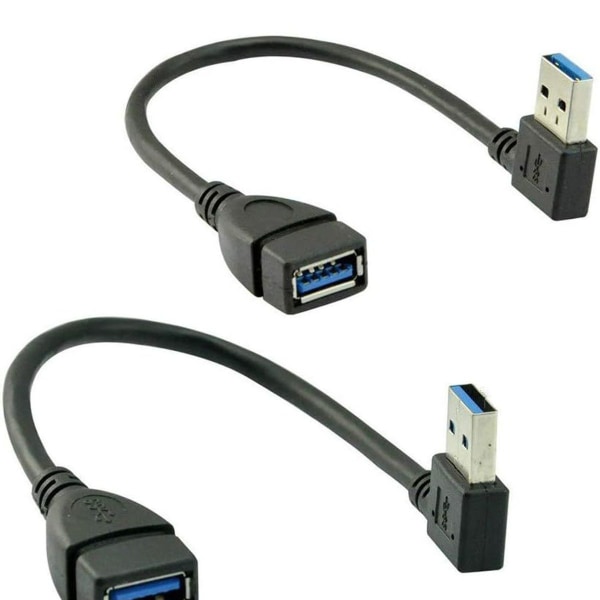 2 kpl USB 3.0 uros-naaras jatkojohto vasemmalle ja oikealle