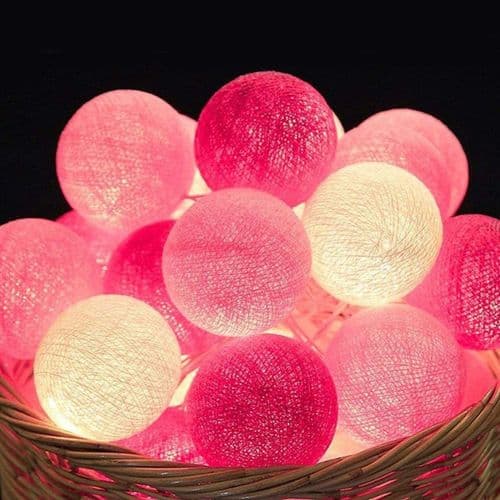 Bomullsboll ljusslinga -rosa 1st