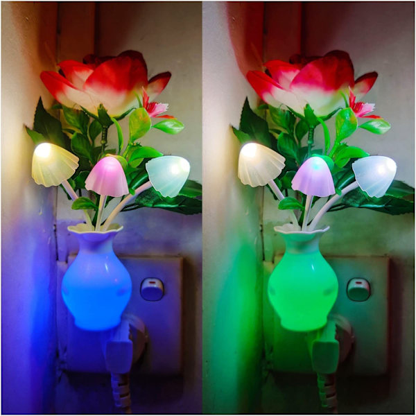 2-pack LED-nattlampor med sensor, färgförändrande nattlampa för barnkammare, badrum, barnrum, kök, källare.