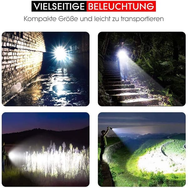 Erittäin kirkas LED-taskulamppu, 500 lumenin taskulamppu, jossa on 3 tilaa ja pitkä