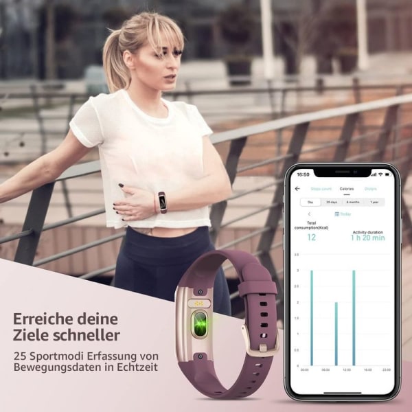 SmartWatch för kvinnor och män, fitnessklocka med 1,10 tum AMOLED pekskärm