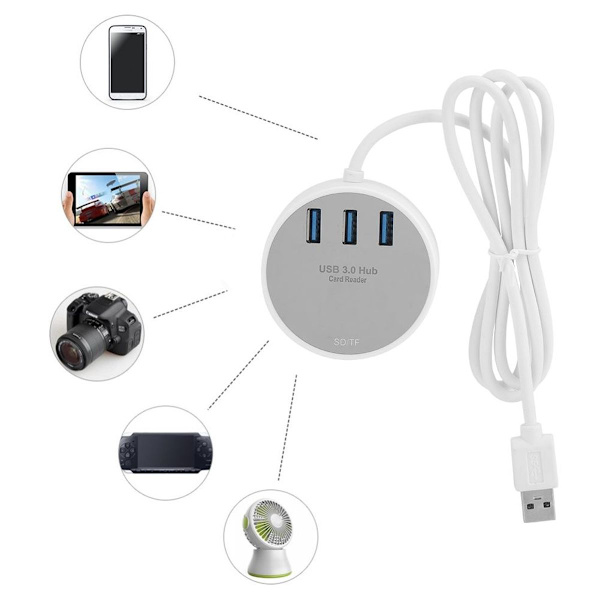 Multiport USB HUB 3 portar USB 3.0 Splitter Adapter med KLB