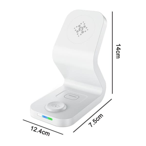 Magnetisk trådløs oplader, 3 i 1 15W trådløs oplader hvid