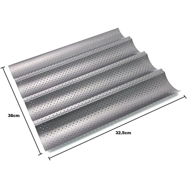 Perforert baguetteform med non-stick belegg for baking, sølv KLB